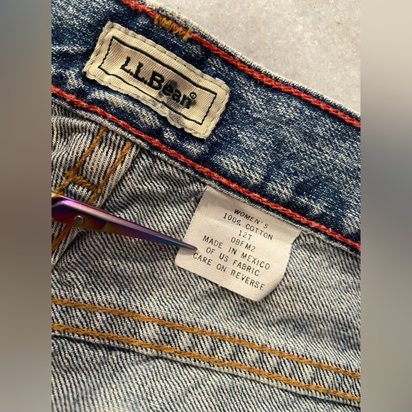 VTG L.L. Bean Size 12 T Boot Cut Cotton Denim Jeans Worn Distressed Med Wash - Picture 15 of 15